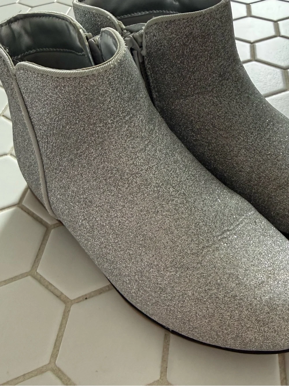 Silver Glitter Ankle Boots